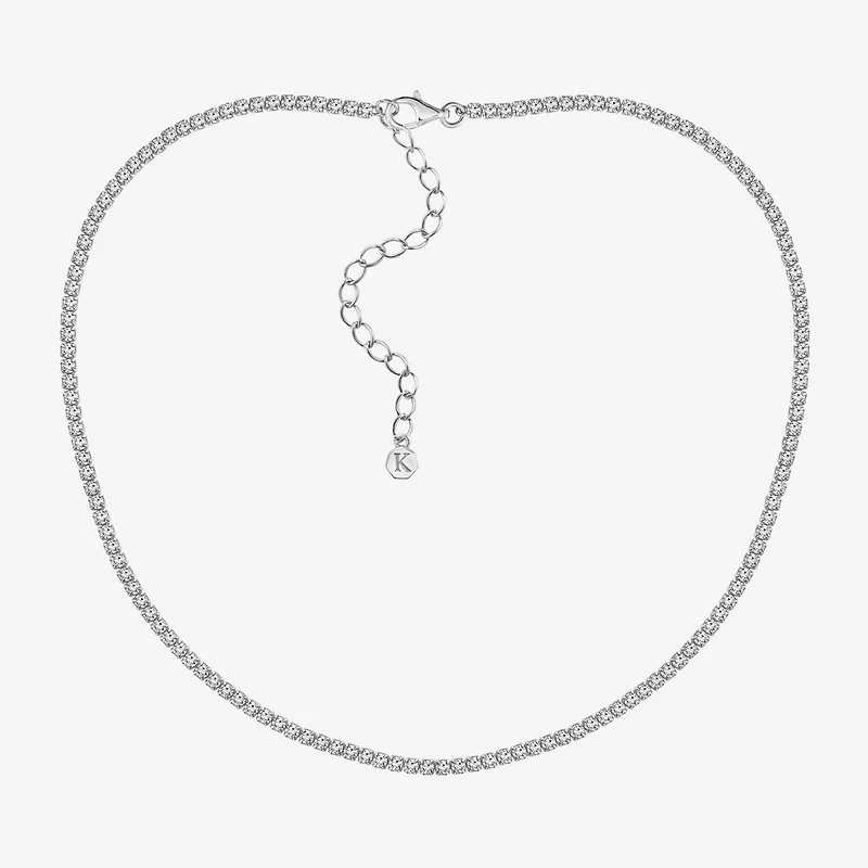 Diamonart Womens White Cubic Zirconia Sterling Silver Inch Tennis Necklace