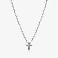 Bijoux Bar Delicates Silver Tone Womens Glass Cross 16 Inch Pendant Necklace