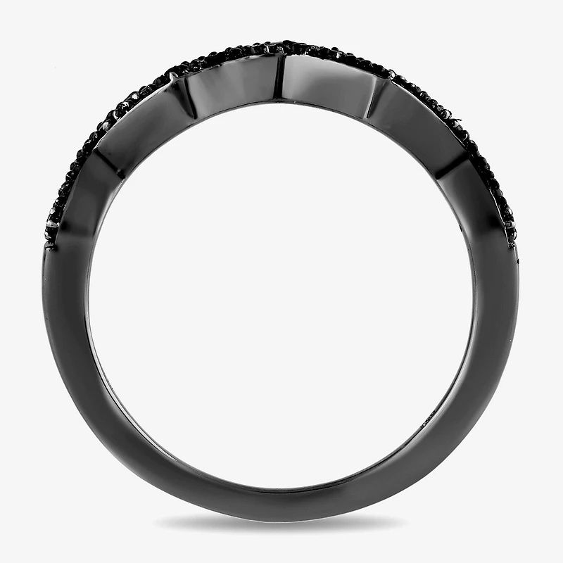 Midnight Black Womens 1/10 CT. T.W. Natural Diamond Sterling Silver Cocktail Ring