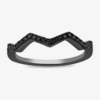 Midnight Black Womens 1/10 CT. T.W. Natural Diamond Sterling Silver Cocktail Ring