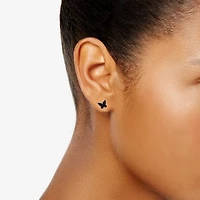Midnight Black 1/10 CT. T.W. Natural Black Diamond Sterling Silver 7.1mm Butterfly Stud Earrings