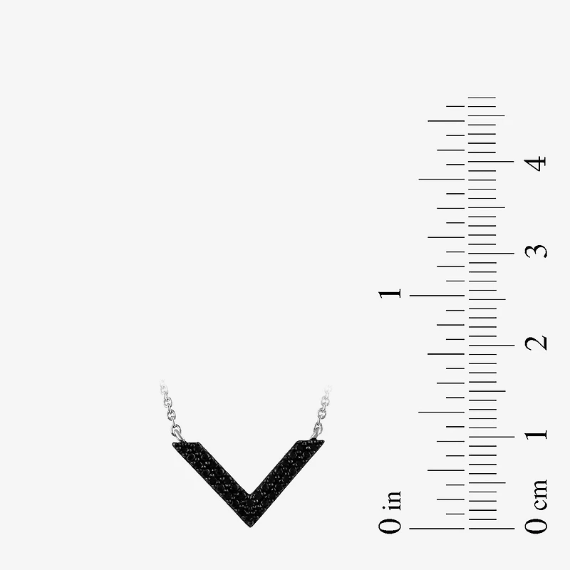 Midnight Black Womens 1/10 CT. T.W. Natural Black Diamond Sterling Silver Chevron 17 1/2 Inch Pendant Necklace