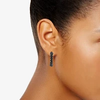Midnight Black Zig-Zag Womens 1/5 CT. Natural Black Diamond Sterling Silver 22.1mm Hoop Earrings