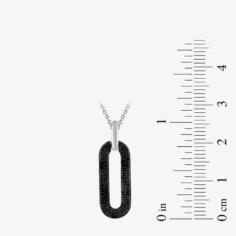 Midnight Black Womens 1/5 CT. Natural Black Diamond Sterling Silver Paperclip 16 Inch Pendant Necklace