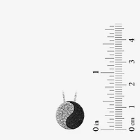 Midnight Black Womens 1/5 CT. Natural Black Diamond Sterling Silver Yin Yang 16 Inch Pendant Necklace