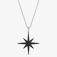 Midnight Black North Star Womens 1/4 CT. T.W. Natural Black Diamond Sterling Silver Star 16 Inch Pendant Necklace