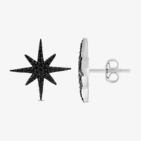 Midnight Black North Star 1/4 CT. T.W. Natural Black Diamond Sterling Silver 15.1mm Star Stud Earrings