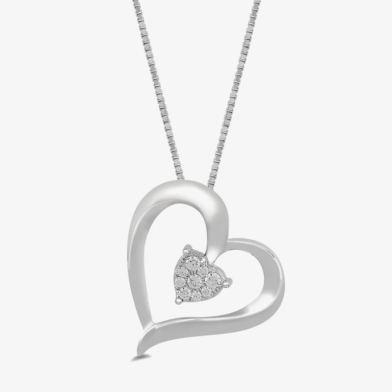 Womens 1/ CT. T.W. Lab Grown White Diamond Sterling Silver Inch Pendant Necklace