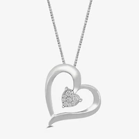 Womens 1/ CT. T.W. Lab Grown White Diamond Sterling Silver Inch Pendant Necklace