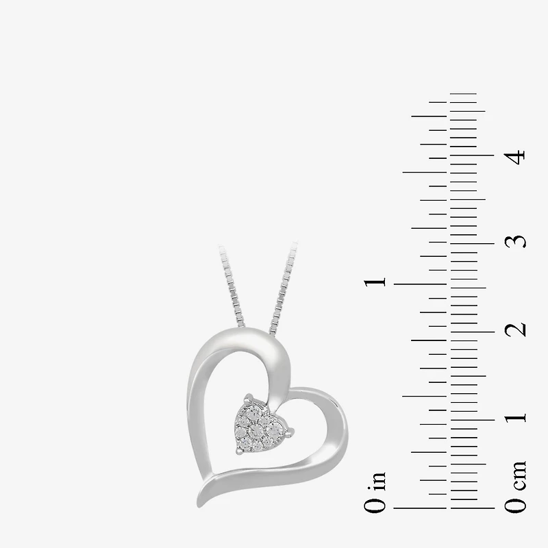 Womens 1/ CT. T.W. Lab Grown White Diamond Sterling Silver Inch Pendant Necklace