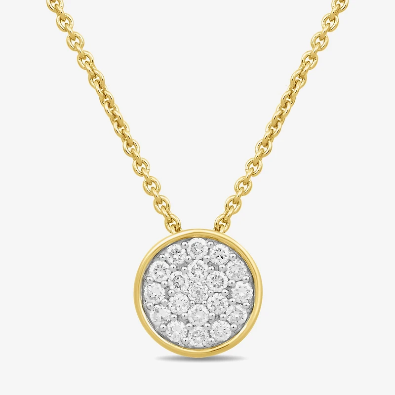 Womens 1/5 CT. Lab Grown White Diamond 14K Gold Over Silver Round 18 Inch Pendant Necklace