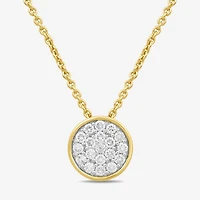 Womens 1/5 CT. Lab Grown White Diamond 14K Gold Over Silver Round 18 Inch Pendant Necklace