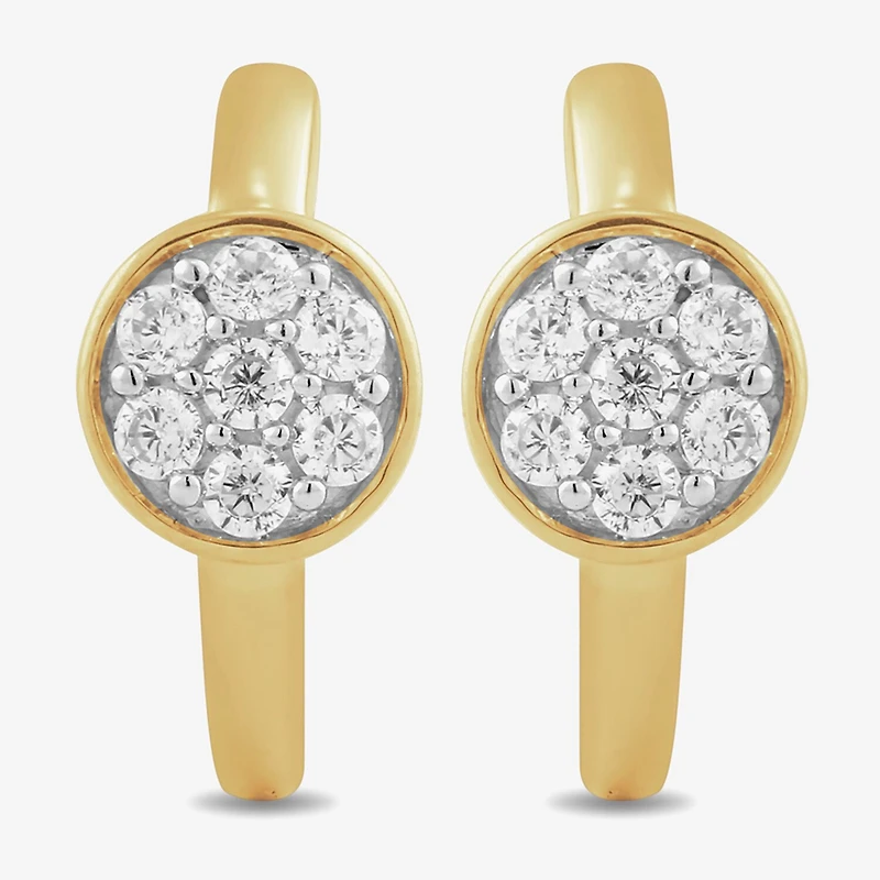 Womens 1/5 CT. Lab Grown White Diamond 14K Gold Over Silver 12.4mm Round Hoop Earrings