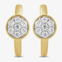 Womens 1/5 CT. Lab Grown White Diamond 14K Gold Over Silver 12.4mm Round Hoop Earrings