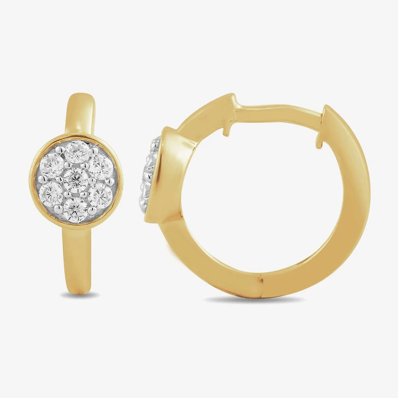 Womens 1/5 CT. Lab Grown White Diamond 14K Gold Over Silver 12.4mm Round Hoop Earrings