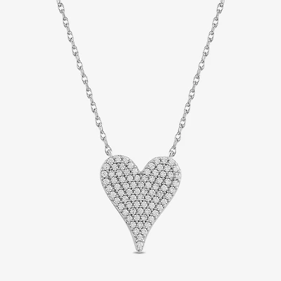 Womens 1/2 CT. T.W. Lab Grown White Diamond Sterling Silver Heart 17 1/4 Inch Pendant Necklace