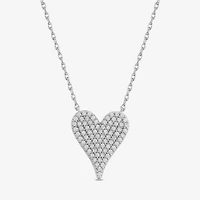 Womens 1/2 CT. T.W. Lab Grown White Diamond Sterling Silver Heart 17 1/4 Inch Pendant Necklace