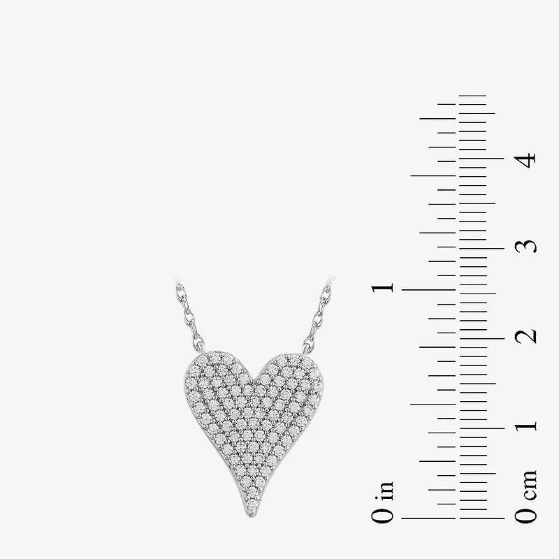 Womens 1/2 CT. T.W. Lab Grown White Diamond Sterling Silver Heart 17 1/4 Inch Pendant Necklace