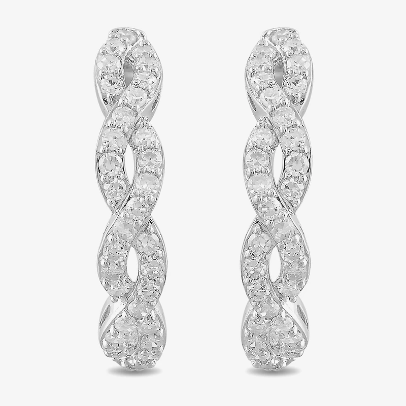 Womens 1/2 CT. T.W. Lab Grown White Diamond Sterling Silver 19.4mm Hoop Earrings