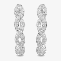 Womens 1/2 CT. T.W. Lab Grown White Diamond Sterling Silver 19.4mm Hoop Earrings