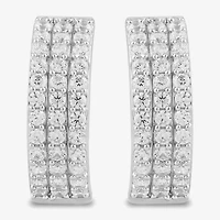 Womens 1/2 CT. T.W. Lab Grown White Diamond Sterling Silver 14.4mm Hoop Earrings