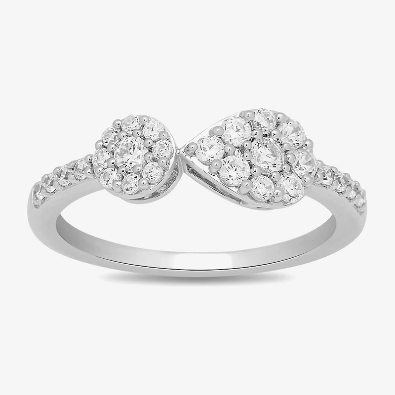 Womens 1/2 CT. T.W. Lab Grown White Diamond Sterling Silver Cocktail Ring