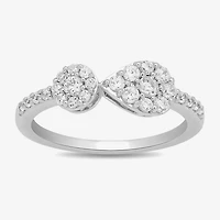 Womens 1/2 CT. T.W. Lab Grown White Diamond Sterling Silver Cocktail Ring
