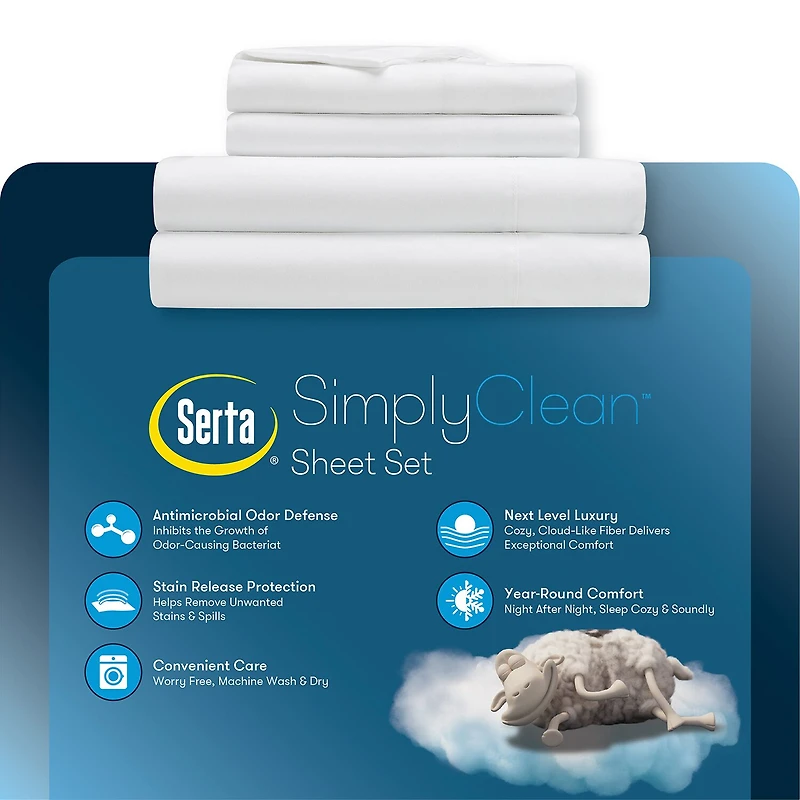 Serta Simply Clean™ Antimicrobial Treated Sheet Set