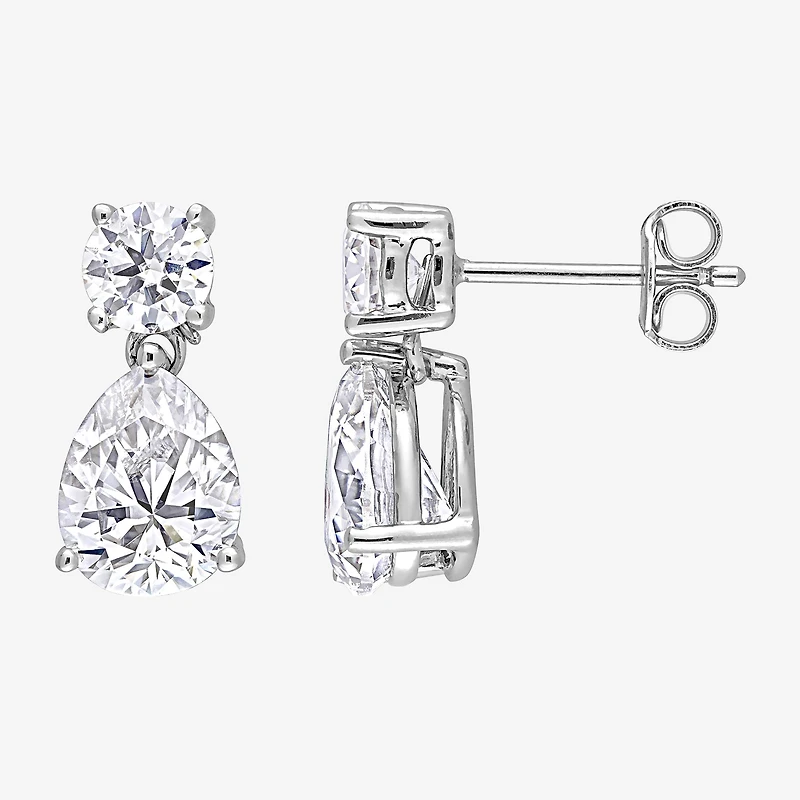 Womens CT. T.W. Lab Created White Moissanite Sterling Silver Drop Earrings