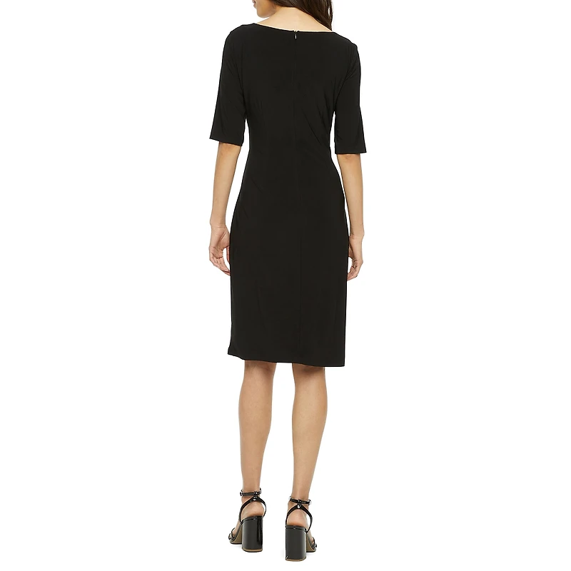Jessica Howard Womens Boat Neck Short Sleeve Sheath Dress