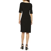 Jessica Howard Womens Boat Neck Short Sleeve Sheath Dress