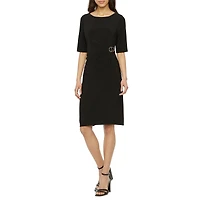 Jessica Howard Womens Boat Neck Short Sleeve Sheath Dress