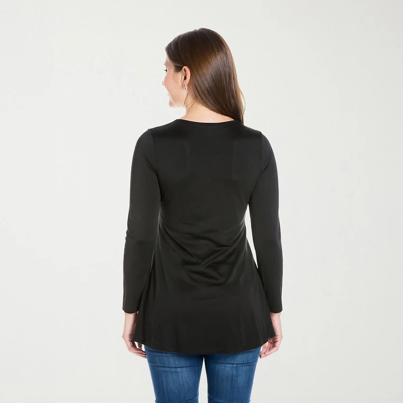 24seven Comfort Apparel Womens Plus Long Sleeve Regular Fit Henley Shirt