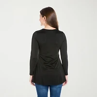 24seven Comfort Apparel Womens Plus Long Sleeve Regular Fit Henley Shirt