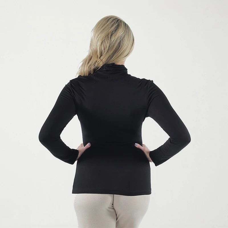 24seven Comfort Apparel Womens Plus Long Sleeve Turtleneck