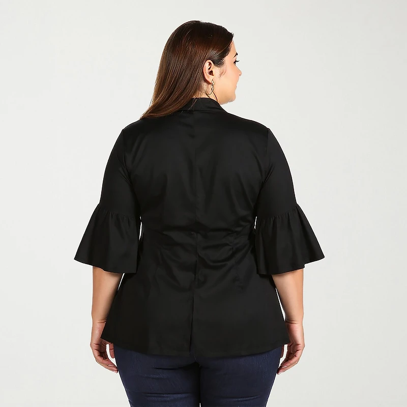24seven Comfort Apparel Womens Long Sleeve Open Front Plus Cardigan
