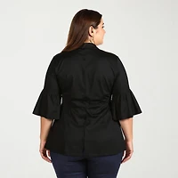 24seven Comfort Apparel Womens Long Sleeve Open Front Plus Cardigan