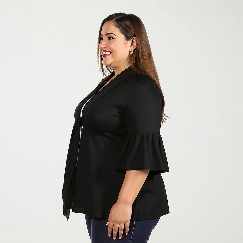 24seven Comfort Apparel Womens Long Sleeve Open Front Plus Cardigan