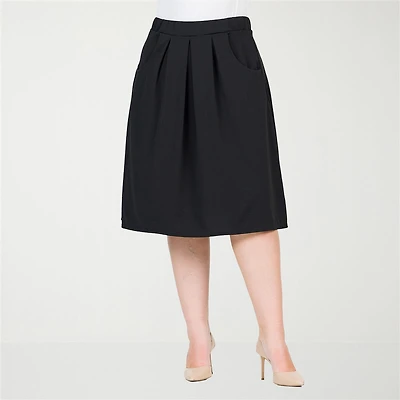 24seven Comfort Apparel Womens Plus Pleated Skirt
