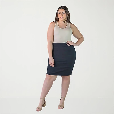 24seven Comfort Apparel Womens Plus Pencil Skirt