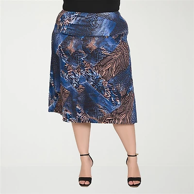24seven Comfort Apparel Womens Plus A-Line Skirt