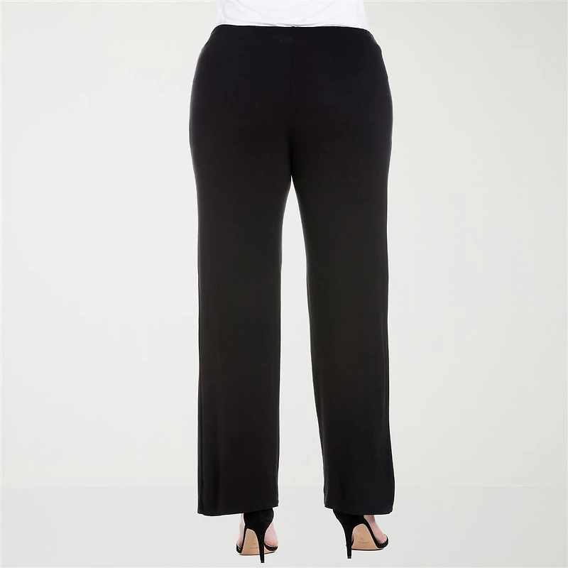 24seven Comfort Apparel Womens Plus Wide Leg Drawstring Pant