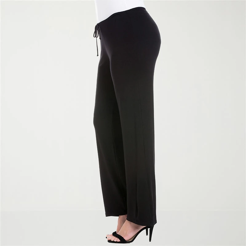24seven Comfort Apparel Womens Plus Wide Leg Drawstring Pant