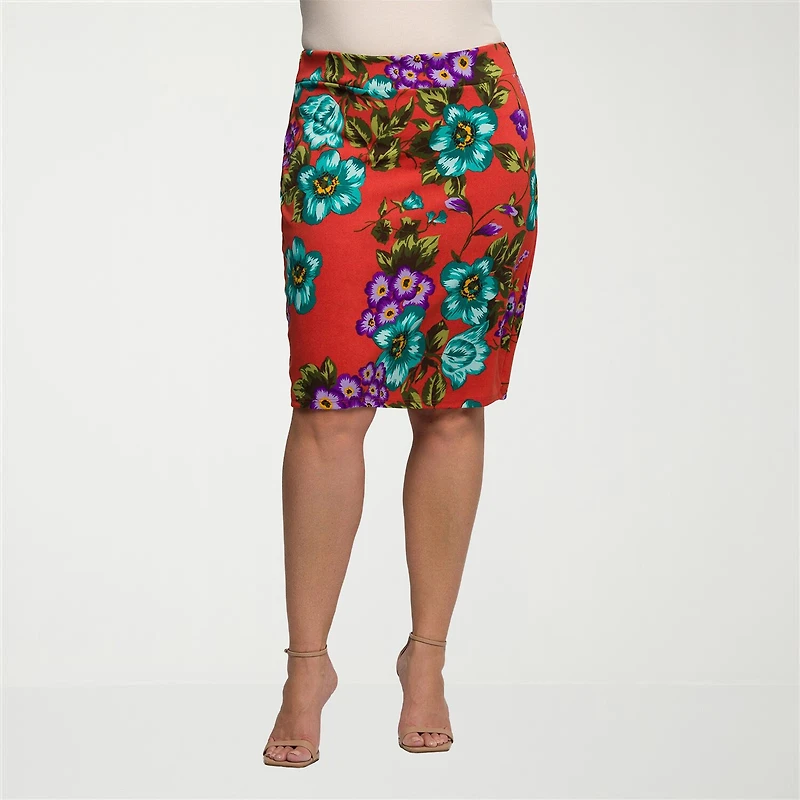 24seven Comfort Apparel Womens Plus Pencil Skirt