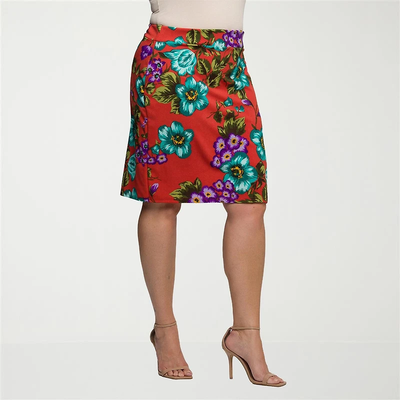 24seven Comfort Apparel Womens Plus Pencil Skirt