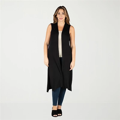 24seven Comfort Apparel Womens Sleeveless Open Front Plus Cardigan