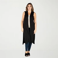 24seven Comfort Apparel Womens Sleeveless Open Front Plus Cardigan