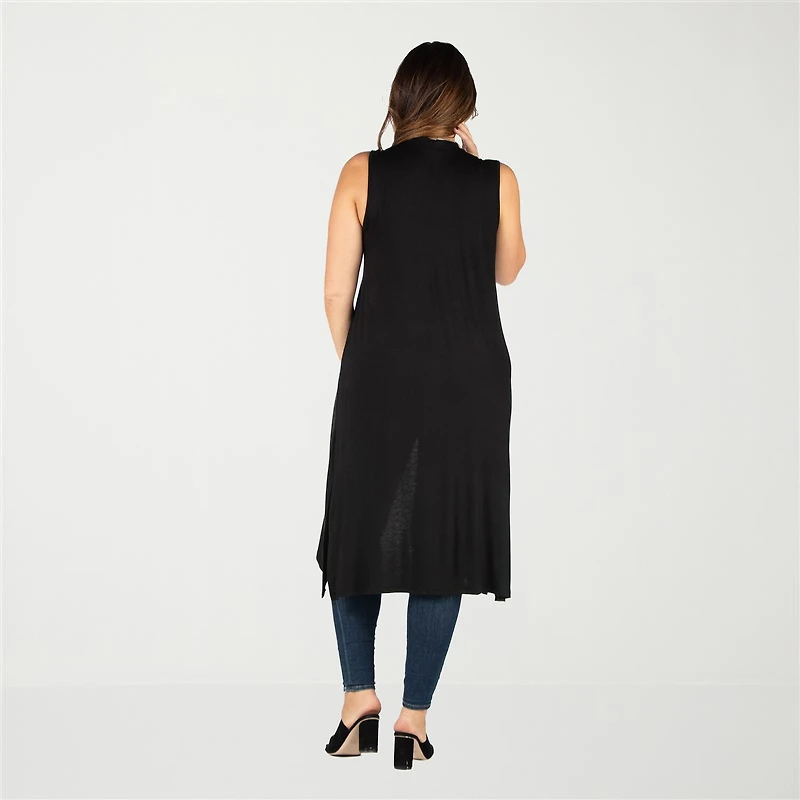 24seven Comfort Apparel Womens Sleeveless Open Front Plus Cardigan