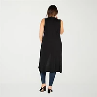 24seven Comfort Apparel Womens Sleeveless Open Front Plus Cardigan
