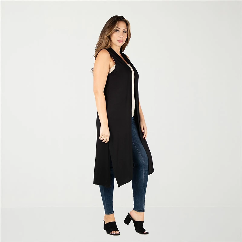 24seven Comfort Apparel Womens Sleeveless Open Front Plus Cardigan